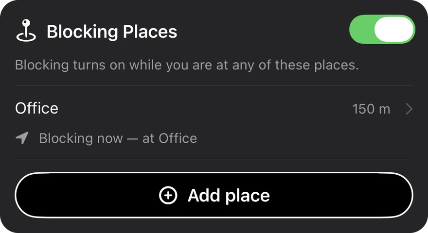Blocking Places with an Office place, blocking now while at the office